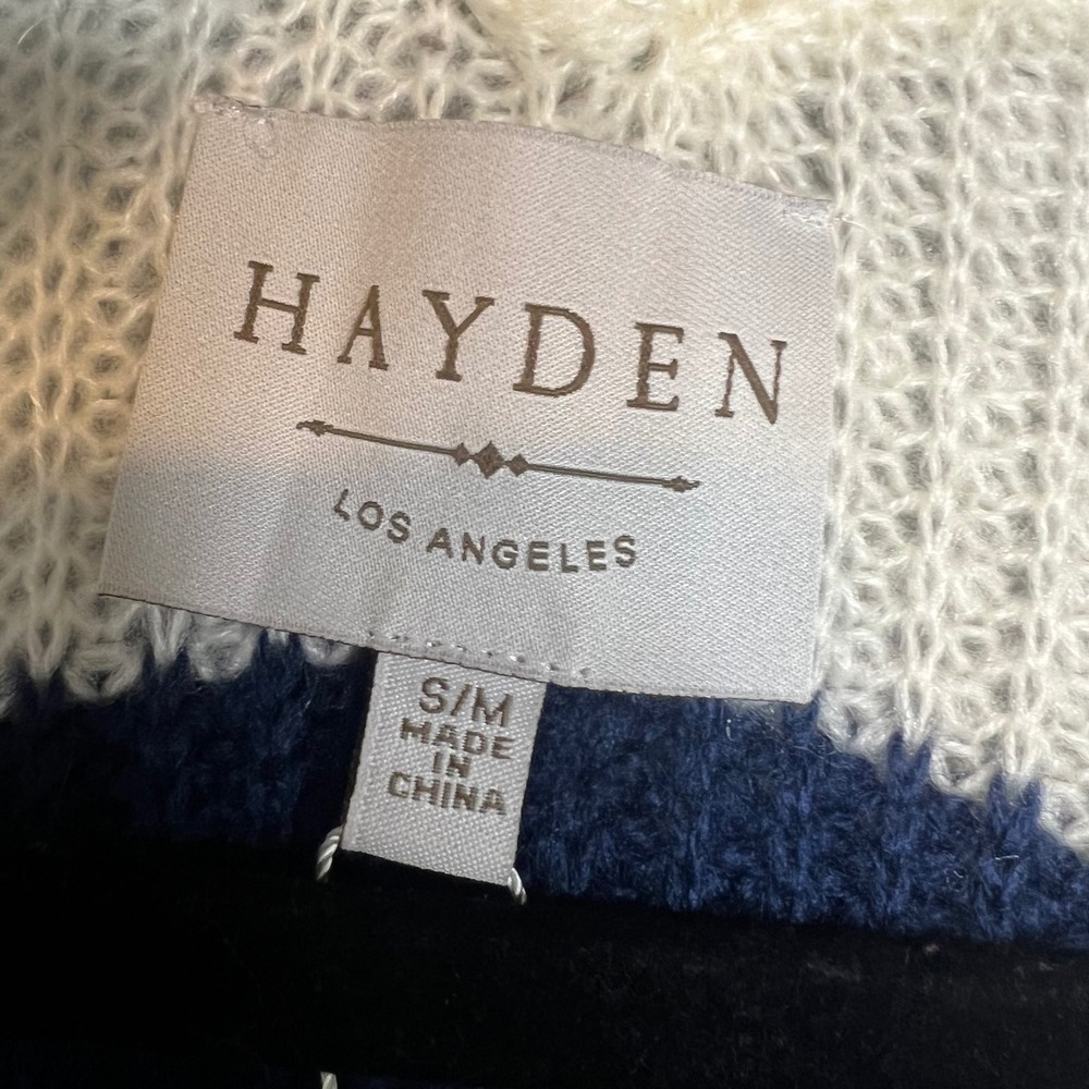 Hayden Cardigan Sz S/M Cream Rainbow Striped Open Front Pocket Long NWT - Picture 7 of 10